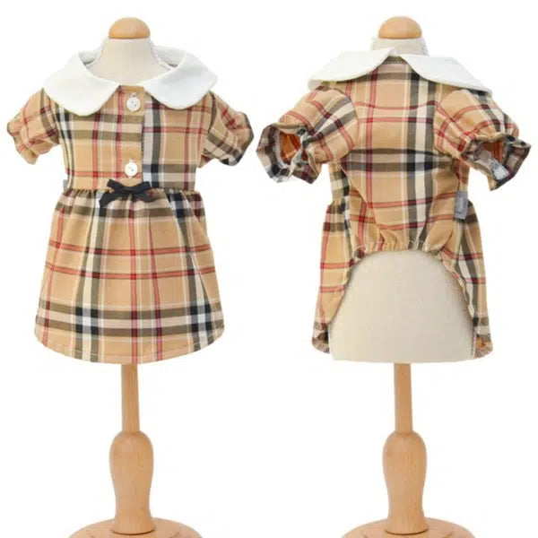PLAID DRESS WITH KERCHIEF SET