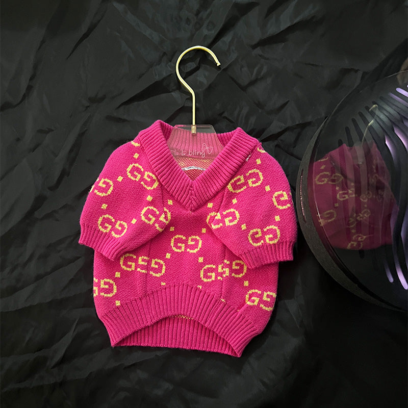 Pawcci – Rosa Pullover mit V-Ausschnitt