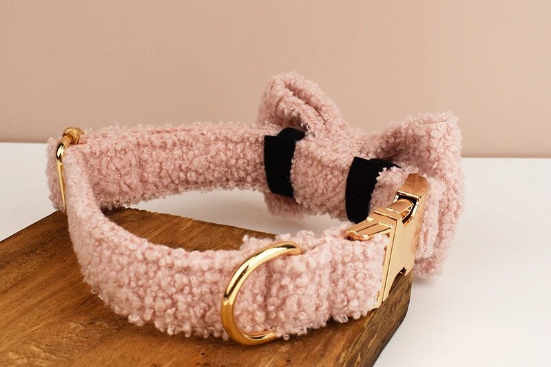 Conjunto de collar y correa con lazo de peluche