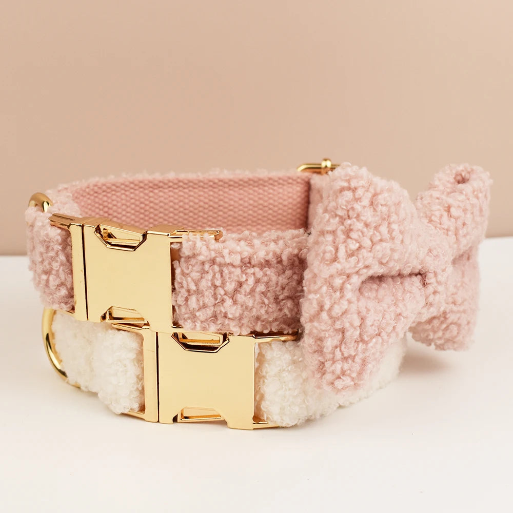 Conjunto de collar y correa con lazo de peluche