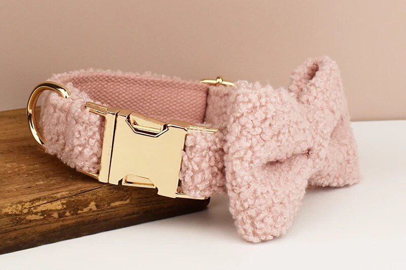 Conjunto de collar y correa con lazo de peluche