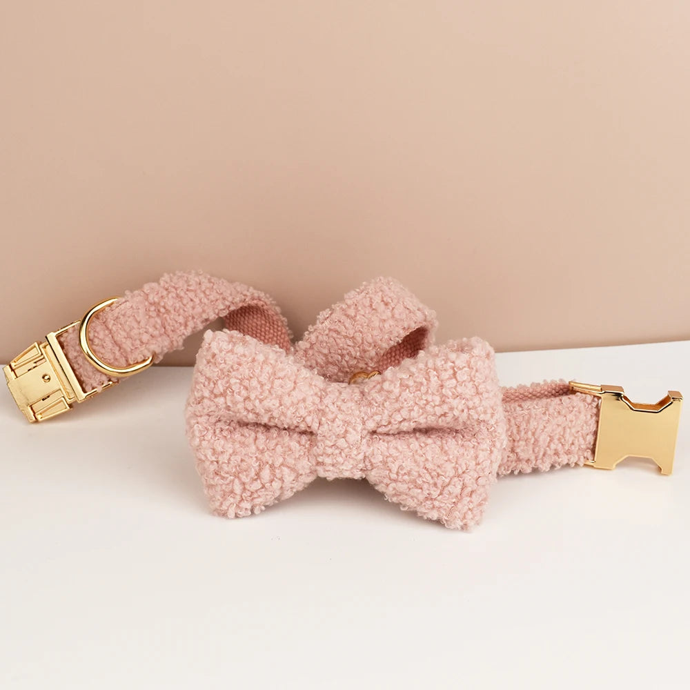 Conjunto de collar y correa con lazo de peluche