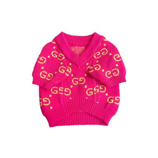 Pawcci – Rosa Pullover mit V-Ausschnitt