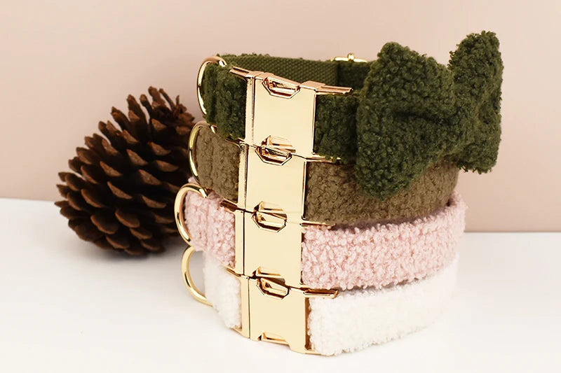 Conjunto de collar y correa con lazo de peluche