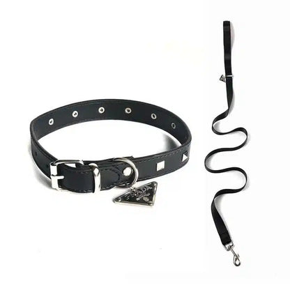 LUXUS-SET AUS HALSBAND UND LEINE IN SCHWARZ