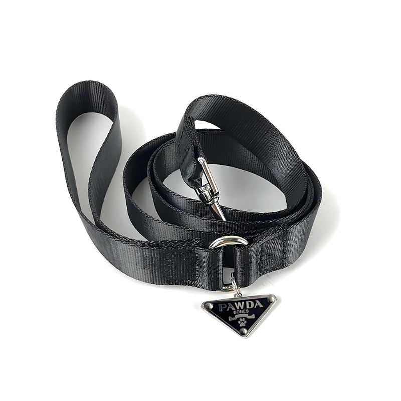LUXUS-SET AUS HALSBAND UND LEINE IN SCHWARZ