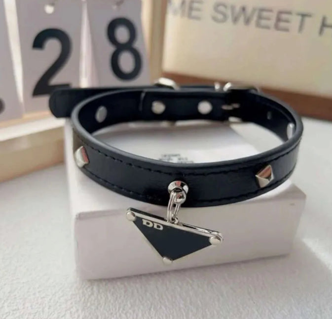 LUXUS-SET AUS HALSBAND UND LEINE IN SCHWARZ