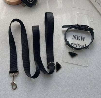 LUXUS-SET AUS HALSBAND UND LEINE IN SCHWARZ